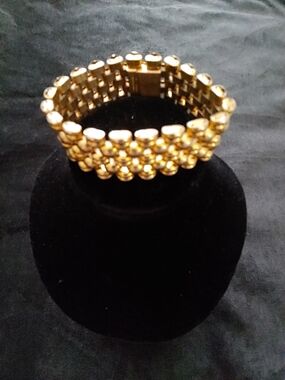 Vtg. Swiss Made Wide Panther Link Bracelet 1940's
